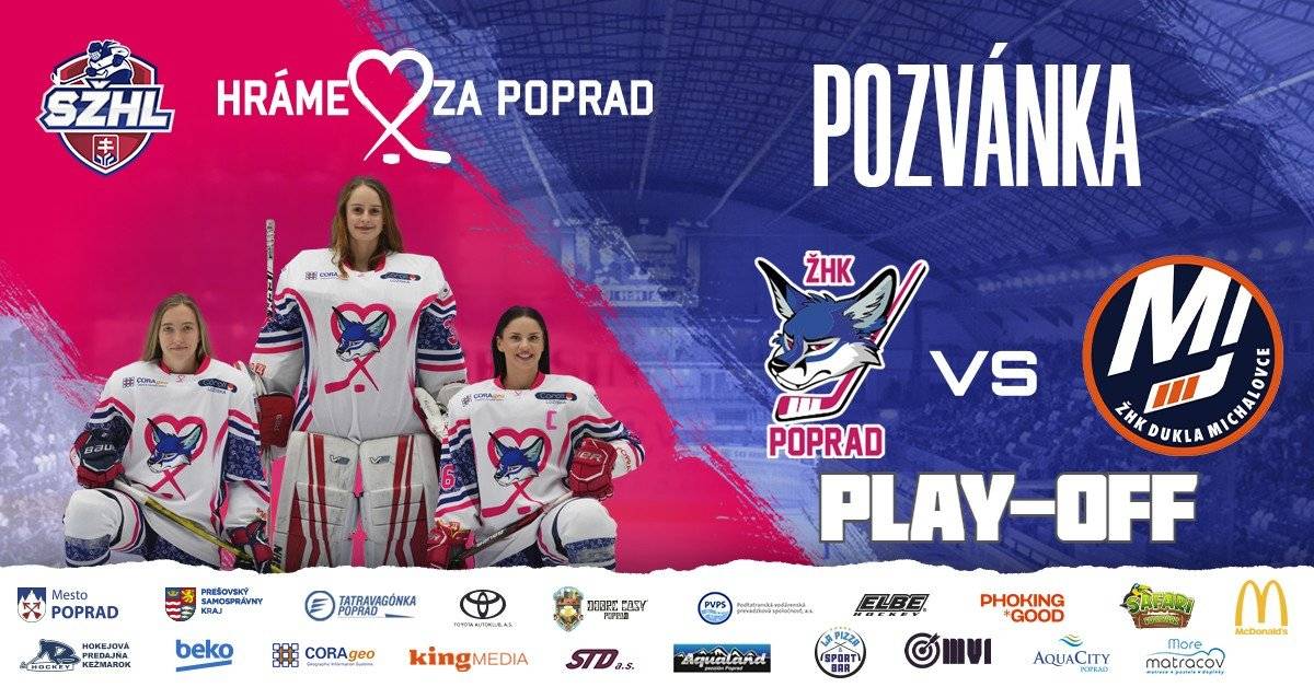 🦊Popradské hokejistky odohrajú úvodné zápasy Kvalifikácie o postup do semifinále play-off SŽHL na domácom ľade. 👉Už dnes, t. j. v sobotu 28. februára o 17. hodine a následne o deň neskôr - v nedeľu 1. marca o 11:30 hod. privítajú Popradské líšky na ľade Zimného štadióna mesta Poprad tím ŽHK Dukla Michalovce. Prídete ich povzbudiť? 💪