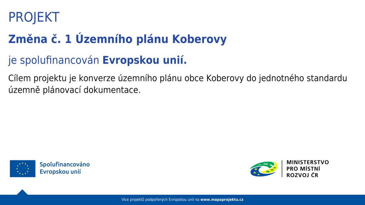 Informace k publicitě projektu změny územního plánu Koberovy