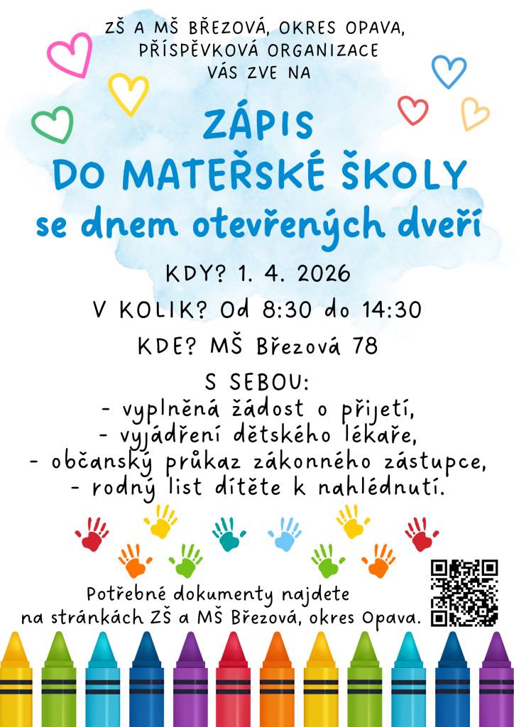 Informace k zápisu dětí do Mateřské školy Březová