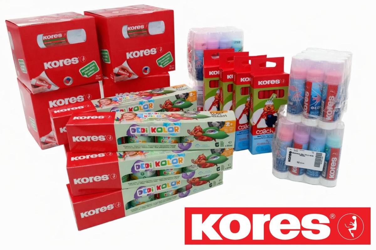 Mnohokrát děkujeme firmě KORES za sponzorský dar v podobě lepidel, barevných lepidel, prstových barev a tužek. Předměty budou použity do balíčků na zahradní slavnosti pro předškoláky.