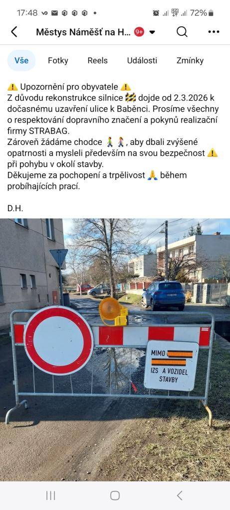 Rekonstrukce silnice K Baběnci
