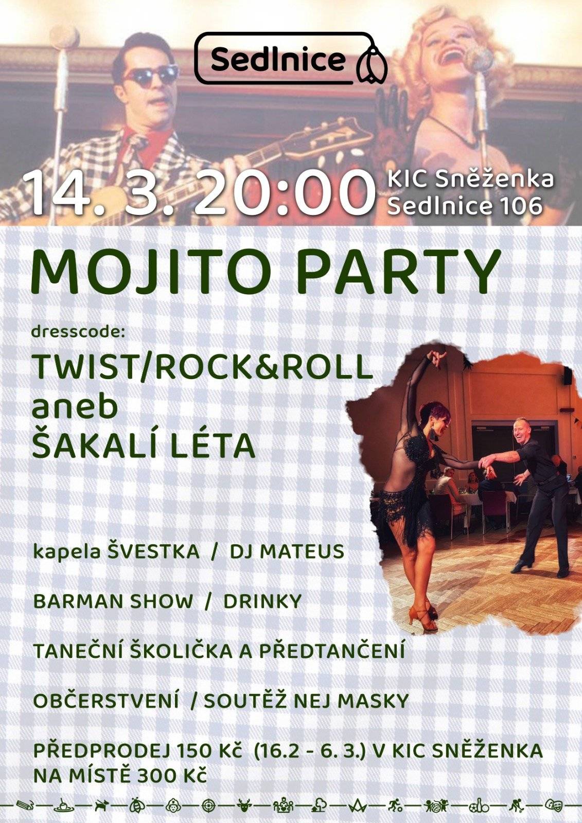 Všem příznivcům MOJITO PARTY. Informujeme vás, že k dnešnímu dni je prodáno pouhých 9 lístků. Máte-li vážný zájem účastnit se této akce, tak neváhejte zakoupit lístky v předprodeji do 6.3.2026. V případě nízkého zájmu bude akce zrušena.