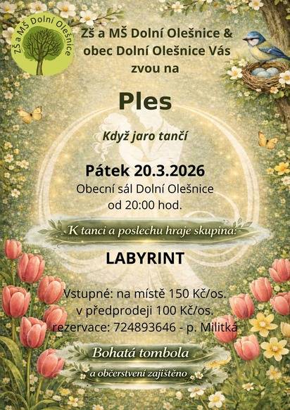 Přinášíme pozvání na ples do Dolní Olešnice: