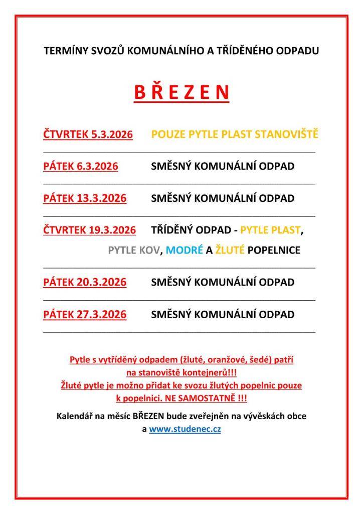 termíny svozů