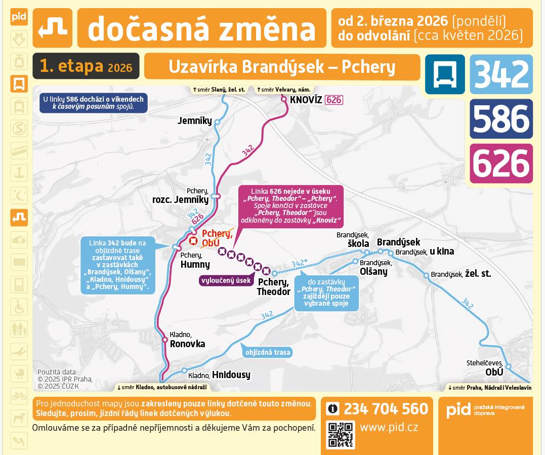 Výlukové jízdní řády 2. 3. 2026