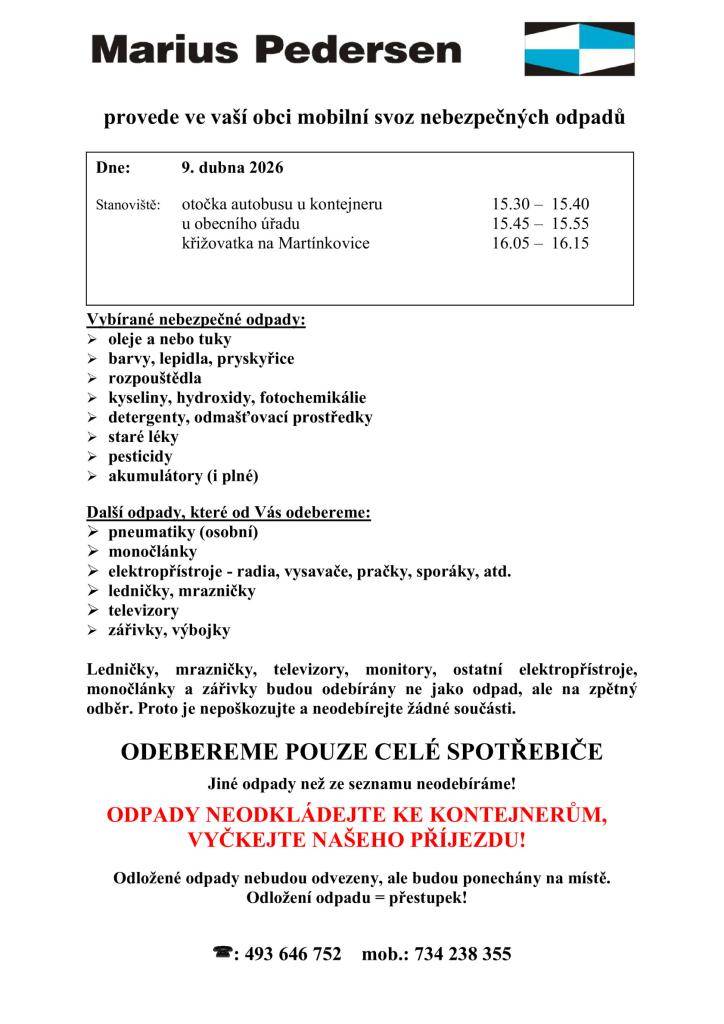 informace svozové firmy