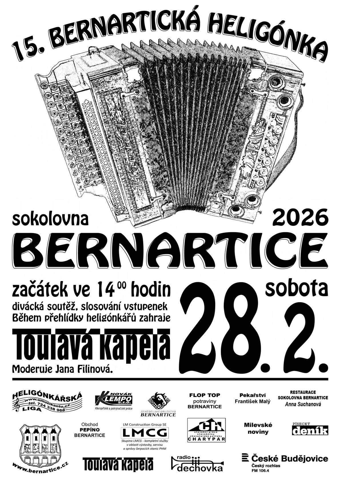 V sobotu 28.2.2026 od 14:00 v sokolovně v Bernarticích.