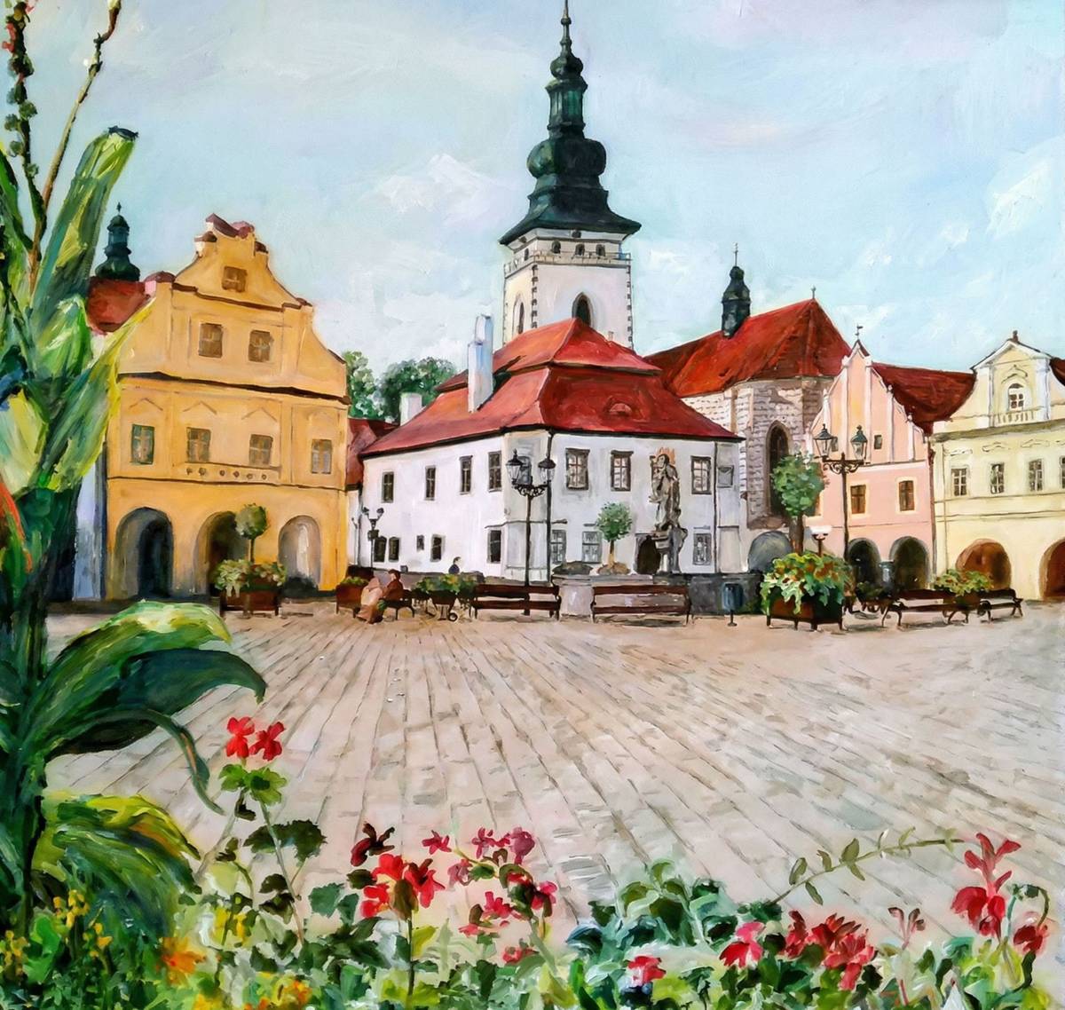 Malířka Jindra Nazarská je zkušenou autorkou krajin, zátiší i portretů. Kromě realistického dojmu sleduje celkový charakter a harmonizující barevnost. Nezůstává však jen u klasické malby, ale s nadšením vytváří i vlastní jemný a barvitý způsob tvorby. Nazvala ho nazarismus.  Jindru Nazarskou výtvarná tvorba oslovila už v dětství, kdy ráda malovala, studiu malby se však nevěnovala. Jak sama říká, ráda si dělá věci po svém. To ji však nezabránilo věnovat se po vysoké škole malbě na profesionální úrovni. „Byla jsem věčný rebel a spíše jsem věci kritizovala, než bych se jimi nechala ovlivnit,“ směje se s odstupem Jindra Nazarská. Při pohledu do její dosavadní tvorby by se však dalo říci, že se studiu malby věnovala sama, a to přímo na originálech zvučných jmen starých mistrů, která dokázala kopírovat. „Mojí největší „srdcovkou“ je jednoznačně Rembrandt se svým šerosvitem,“ přiznává své zaujetí starými mistry. Dnes už se kopírování nevěnuje, své znalosti však promítá do další pestré tvorby. „Maluji různé varianty, ale nemohu říci, co mě baví nejvíce, protože mě baví všechno. Změna variant mi pomáhá, aby mě malování bavilo. Když už mi nadšení ubývá, stačí změnit variantu a jsem zas plná elánu,“ nahlíží do zákulisí své tvorby Nazarská. Současná výstava v Galerii M bude zaměřena na jeden z autorčiných zájmů – malebná zákoutí Pelhřimovska. Jedním z hlavních témat bude nedaleký Pavlov, kde autorka v současné době žije, chybět však nebude ani zachycení světla nebo chladné a krásné zimy. „Hlavním tématem bude Pavlov a okolní krajina, kam jsem se před 6 lety přestěhovala. Při svých procházkách jsem si fotila krásná zákoutí anebo jen plánovala náměty, když jsem musela čekat na vhodné počasí. Miluji a maluji slunce v krajině anebo jsem čekala na zimní krásu, které je v posledních letech poskrovnu,“ popisuje autorka podněty ke vzniku vystavovaných obrazů. Diváci se mohou těšit na zachycení přírody v prosluněných letních i zimních dnech, ale nejen na ně. „Z Pavlova mám i obrazy se zvířecími motivy. Dalším tématem bude Pelhřimov, který považuji za velice krásné město především se svým romantickým náměstím. Nebude chybět ani zátiší, figurální malba, květiny, abstraktní malba a ani nazarismy, které jsou mojí zcela originální malbou,“ zve na výstavu Jindra Nazarská. Pestrá tvorba Jindry Nazarské bude k vidění v pelhřimovské Galerii M od 29. února do 27. března. Anna Hamrlová, kurátorka Galerie M