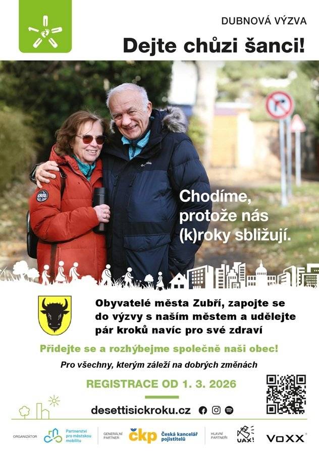 Od neděle se můžete registrovat do další výzvy! https://www.mesto-zubri.cz/novinky/zacina-registrace-do-vyzvy-10-000-kroku