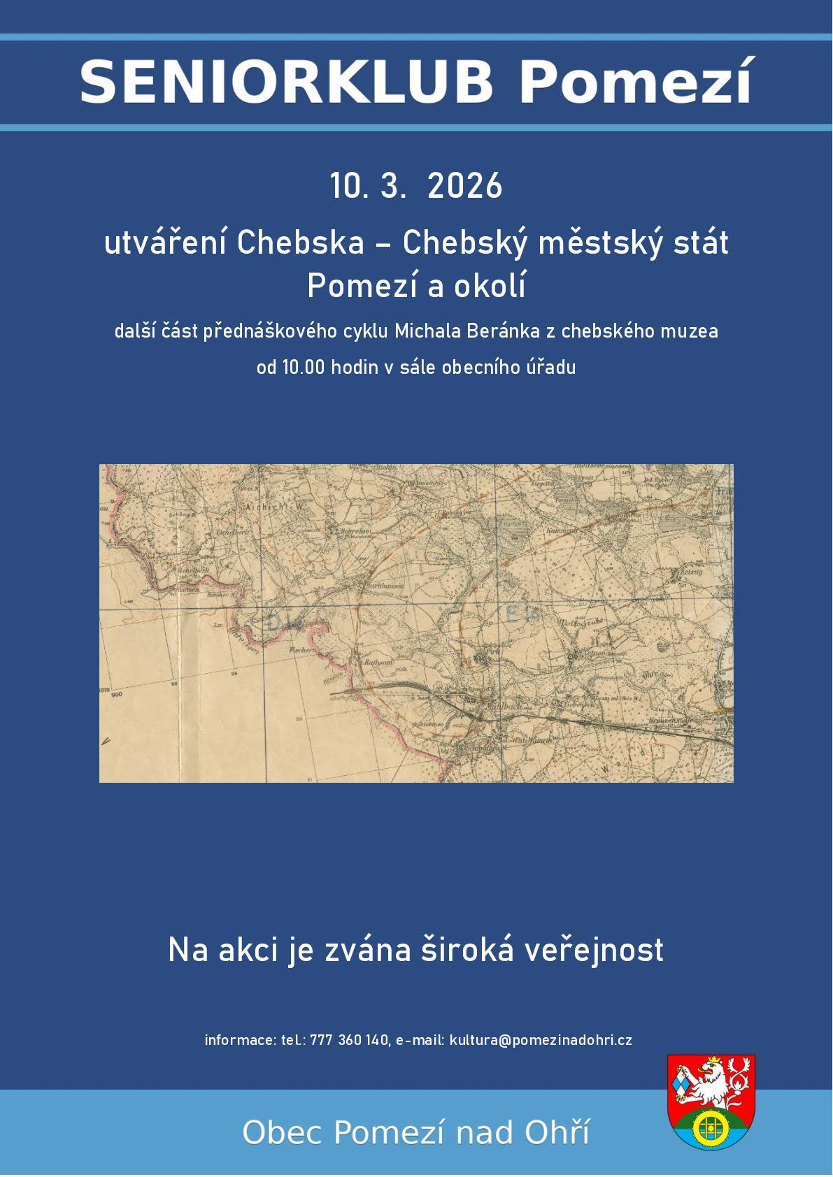 Pozvánka na besedu s Michalem Beránkem z chebského muzea. Zvána je široká veřejnost.
