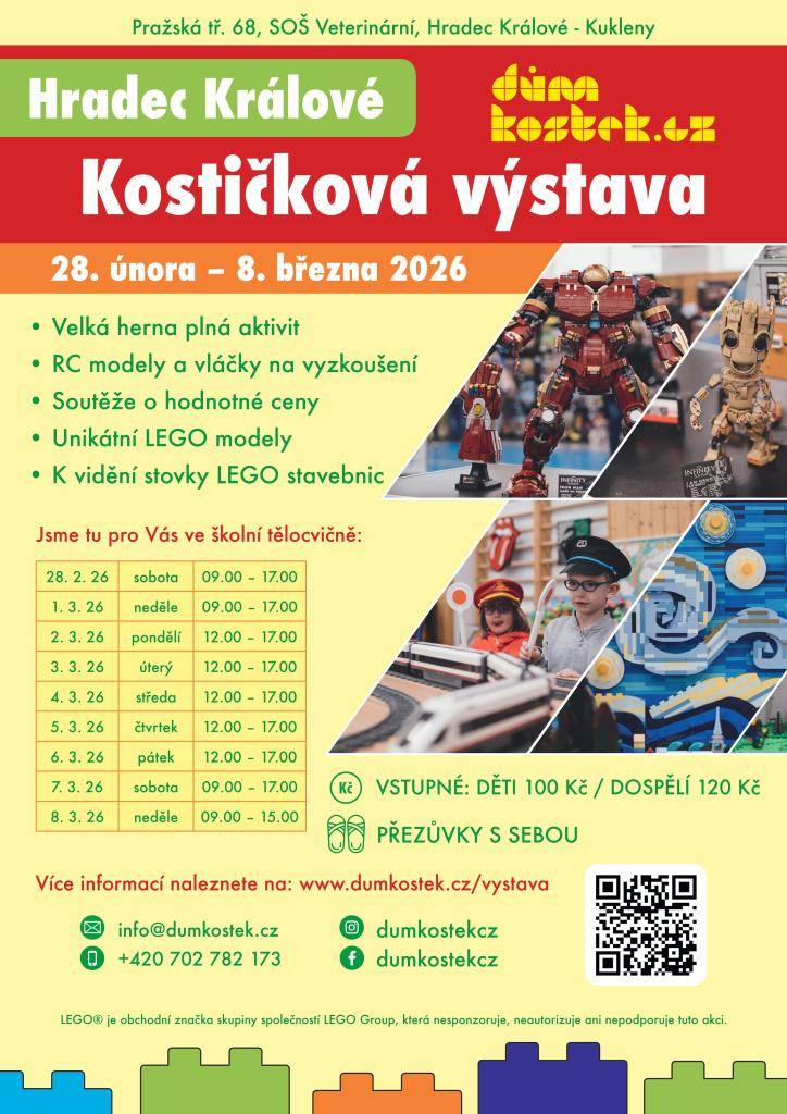 Můžete se těšit na RC modely a vláčky, které si budete moci vyzkoušet, a unikátní LEGO modely. Soutěže o hodnotné ceny jsou určeny pro všechny návštěvníky. Otevřeno je každý den od 09:00 do 17:00, s výjimkou některých dnů, kdy je akce otevřena od 12:00 do 17:00.