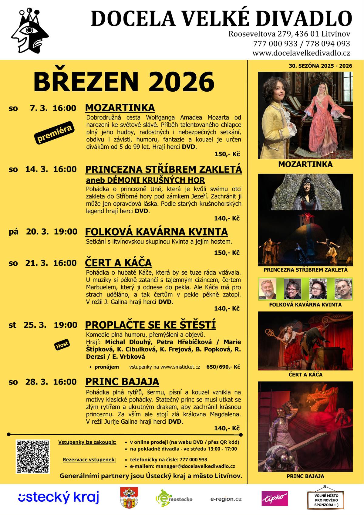 Více informací naleznete na 🔗https://www.docelavelkedivadlo.cz/cz Přijďte si užít kousek všeho – od pohádek po hudební večer!