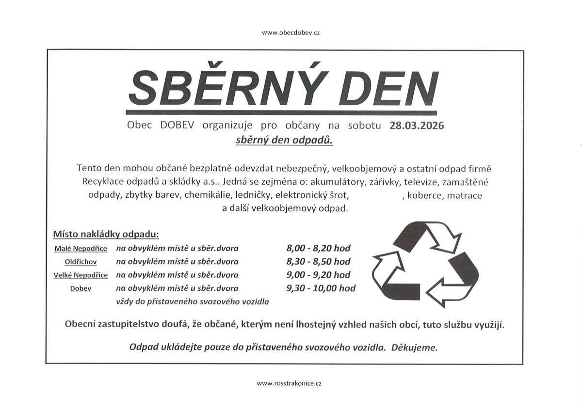 Svoz nebezpečných odpadů, 28. 3. 2026