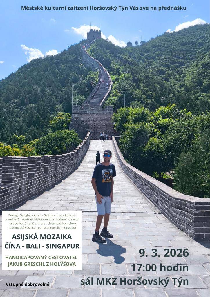 Přednáší: Handicapovaný cestovatel Jakub Greschl z Holýšova.