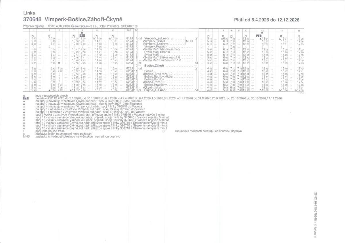 Od 5. dubna 2026 začínají platit nové jízdní řády autobusů