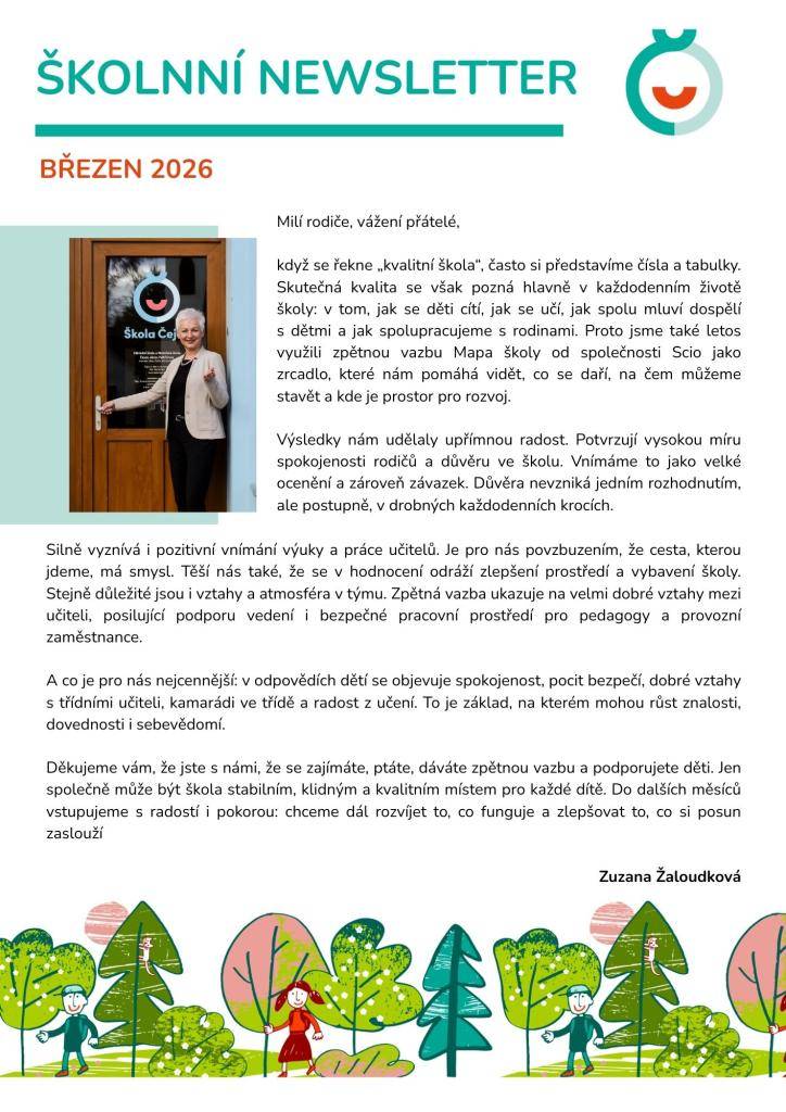 Milí rodiče,   s prvními jarními dny přinášíme další vydání našeho školního zpravodaje.