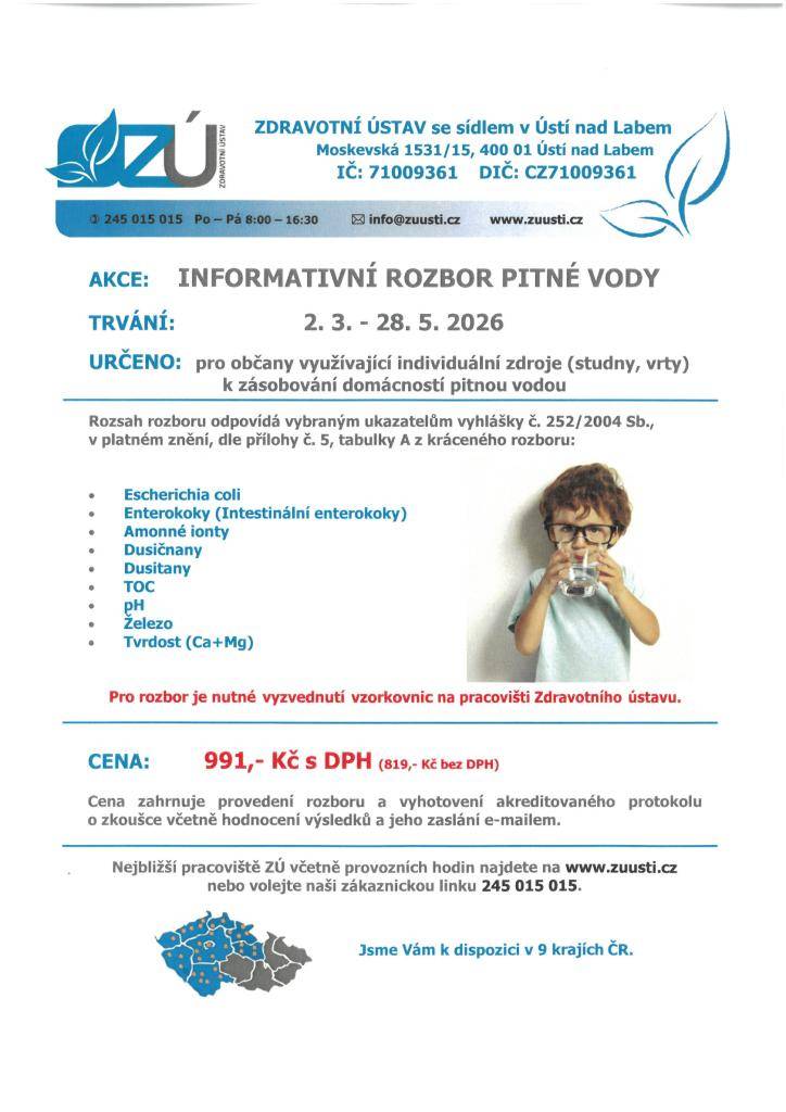 INFORMATIVNÍ ROZBOR PITNÉ VODY