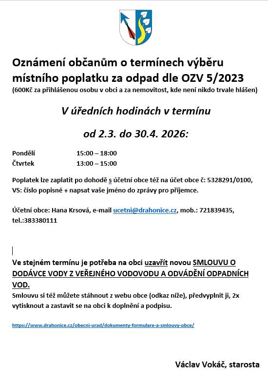 poplatky a nové smlouvy