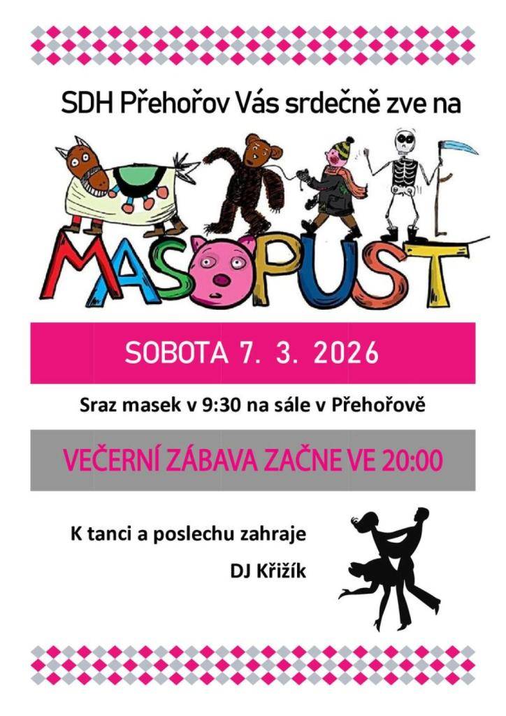 Masopust v Přehořově dne 7.3.2026 od 9:30 hod