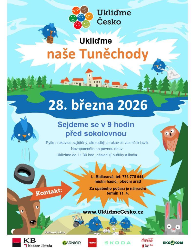 Zveme všechny dospěláky i děti na každoroční úklid obce, který se koná v sobotu 28. března. Sraz je v 9 hodin u sokolovny.