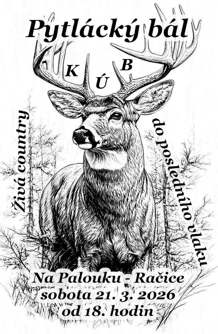 KÚB Vás srdečně zvou na Pytlácký bál do hospody Na Palouku v Račicích v sobotu 21. 3. 2026 od 18 hodin. Všichni jste srdečně vítaní.