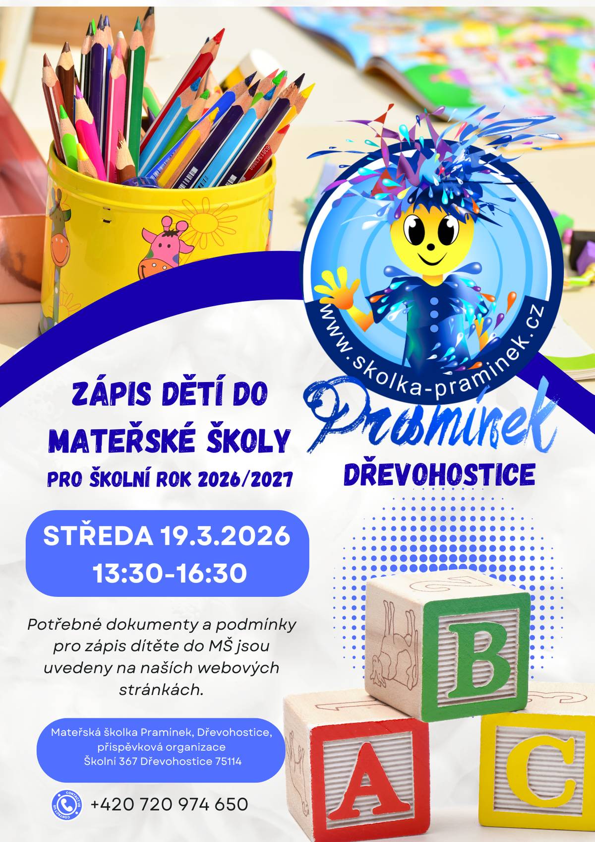 středa 19.3.2026, více informací na přiloženém letáčku