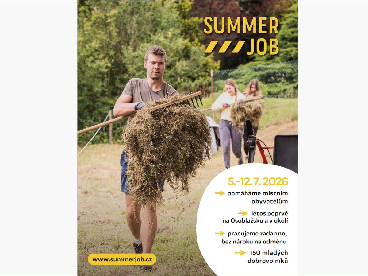 DOBROVOLNICKÁ BRIGÁDA SUMMERJOB LETOS V ČERVENCI ZAMÍŘÍ NA BRUNTÁLSKO: MLADÍ Z CELÉ ČESKÉ REPUBLIKY VÁM RÁDI POMOHOU S PRACÍ, NA KTEROU SAMI NESTAČÍTEDruhý červencový týden (5.–12. 7. 2026) se sjede do Jindřichova na Bruntálsku a jeho okolí přes 150 mladých z celého Česka.