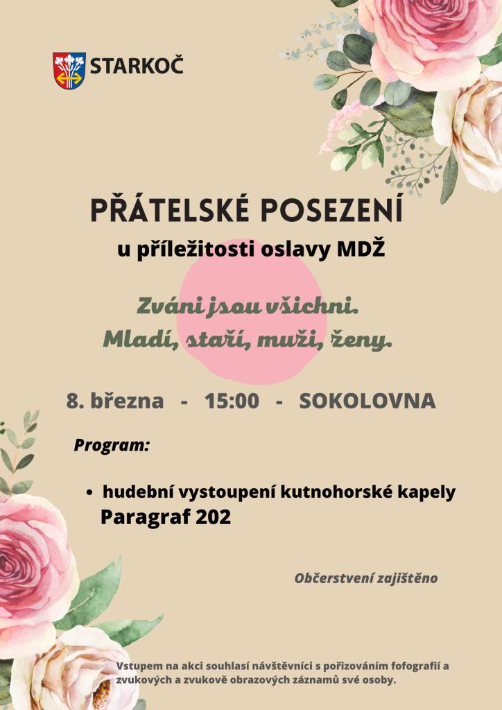 8. března, od 15:00 hod na sále místní Sokolovny.
