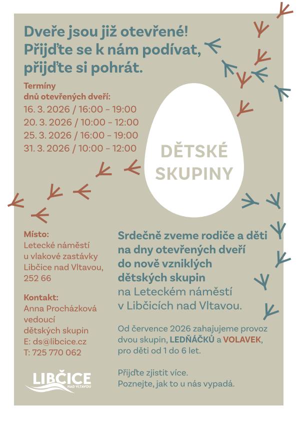 Dveře jsou již otevřené! Přijďte se k nám podívat, přijďte si pohrát. V březnu zveme na 4 termíny dnů otevřených dveří do dětských skupin Ledňáčci a Volavky v Letkách.