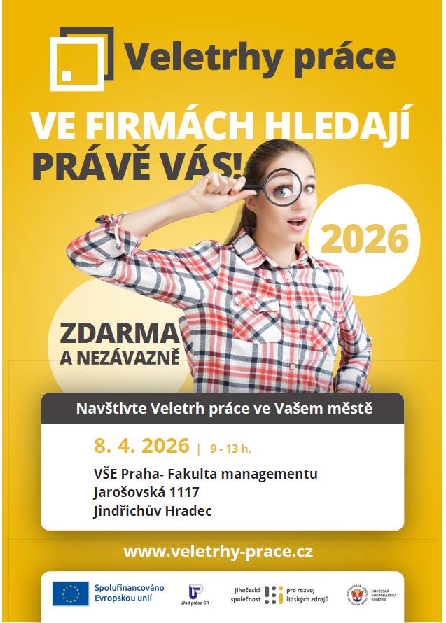 Hledáte zaměstnání či chcete změnit to stávající? Navštivte 8. dubna oblíbený Veletrh práce v Jindřichově Hradci a seznamte se s nabídkou volných pracovních míst od desítek firem v regionu.