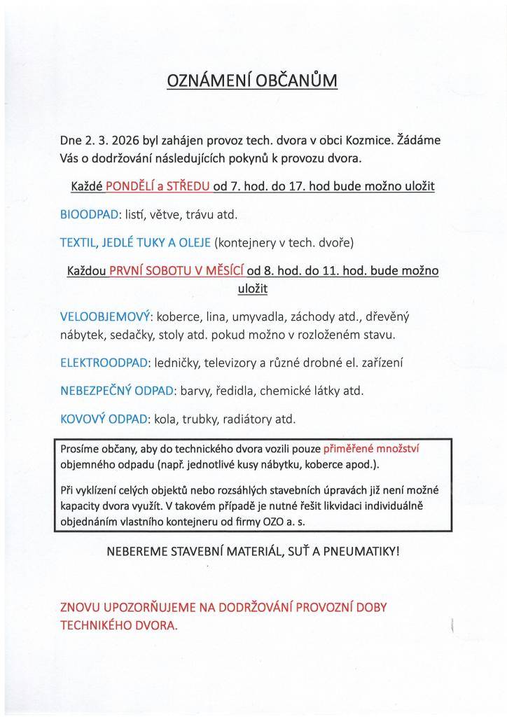 Technický dvůr 2026