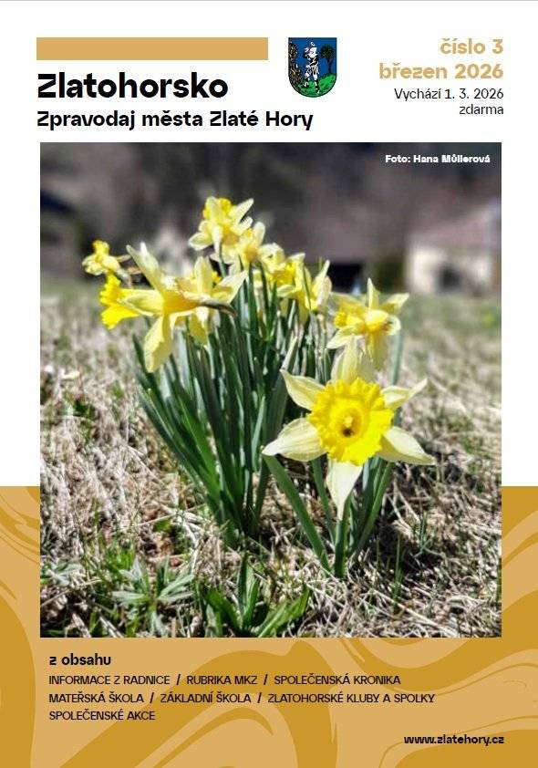 Aktuální vydání zpravodaje najdete na tomto odkazu:  https://zpravodaj.munipolis.cz/zlatehory/03-2026/