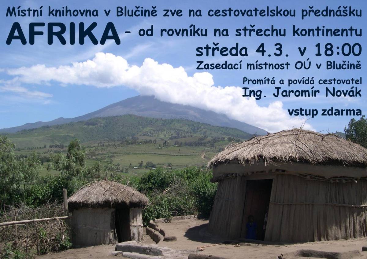 Cestovatelská přednáška o Africe v Blučině 4. 3. 2026 v 18.00 hod.