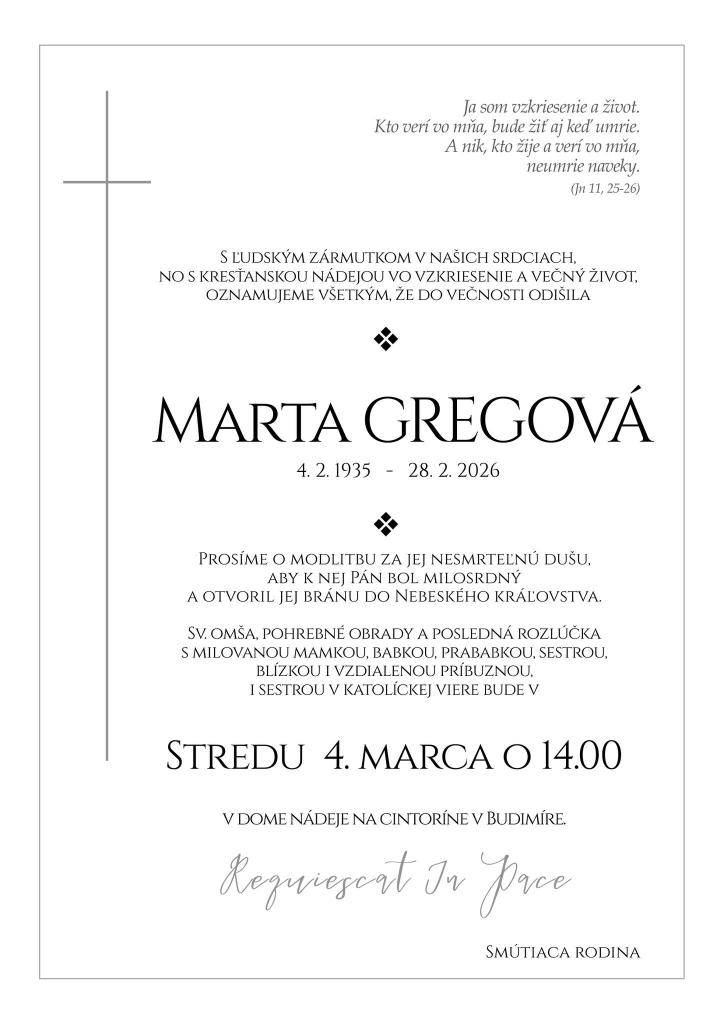 smútočné oznámenie