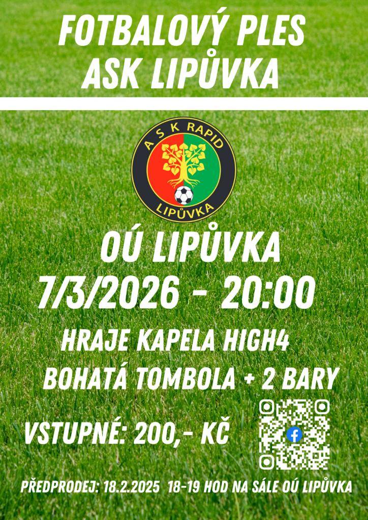Členové ASK Lipůvka zvou širokou veřejnost na ples.