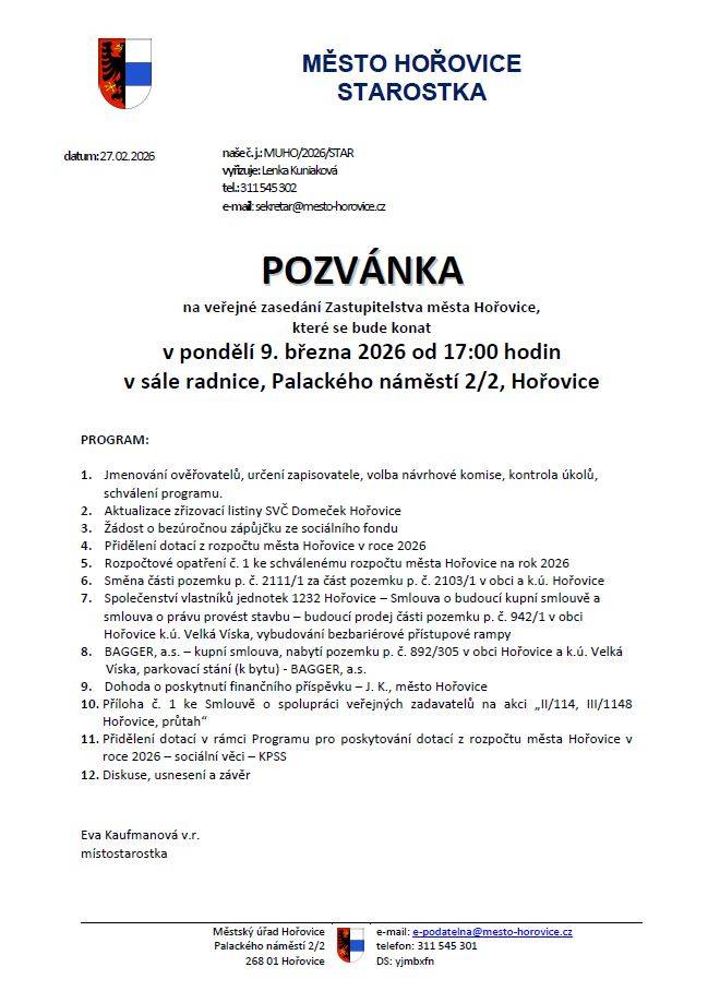 9. 3. 2026 od 17:00 hod.