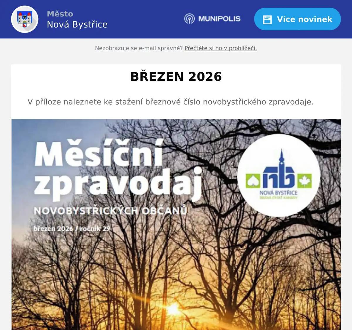 V příloze naleznete ke stažení březnové číslo novobystřického zpravodaje.