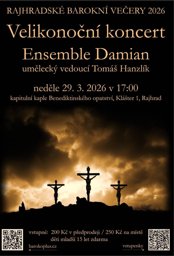 se koná v neděli 29. března od 17:00 hodin v kapitulní kapli Benediktinského opatství v Rajhradě. Stěžejním dílem programu bude slavné Stabat mater od Giovanni Battisty Pergolesiho, vhodně doplněné o Simphonie périodique in f moll od Karla Kohauta.
