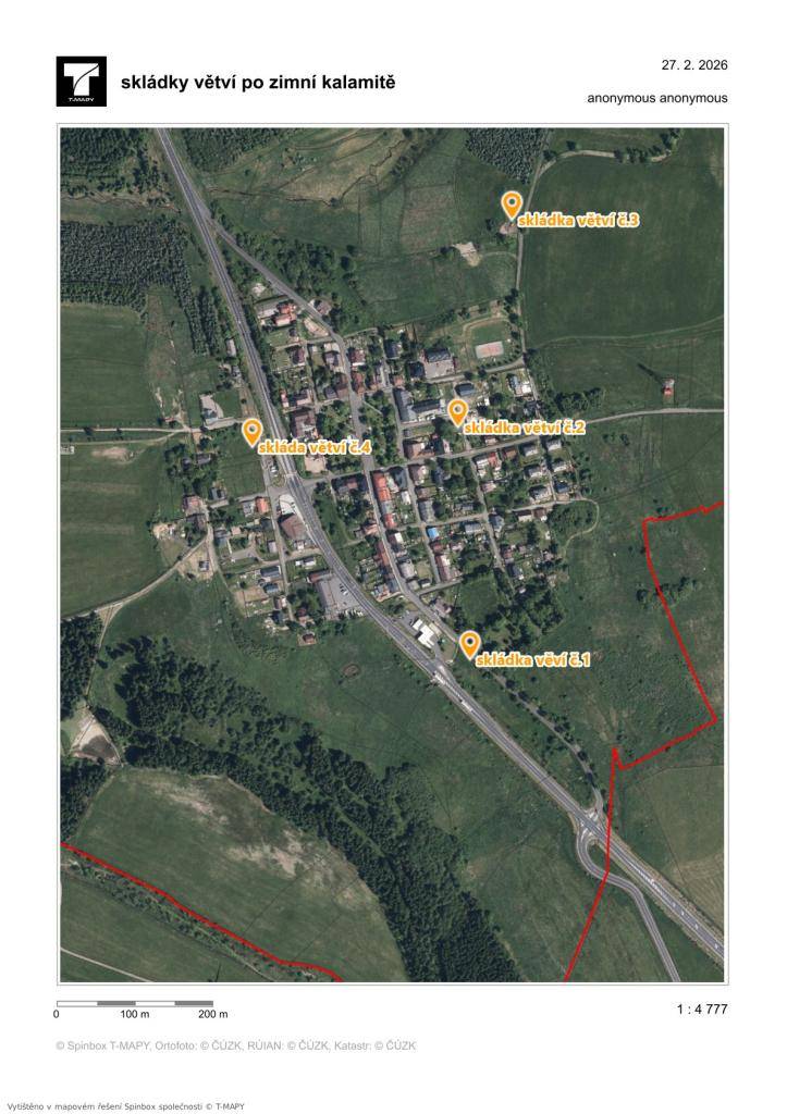 Z důvodů likvidace následků zimní kalamity byla zřízena sběrná místa pro odkládání větví. Žádáme občany, aby na tyto plochy neodkládali jiný než dřevní odpad. Skládky budou k dispozici do odvolání. Děkujeme za pochopení a součinnost.