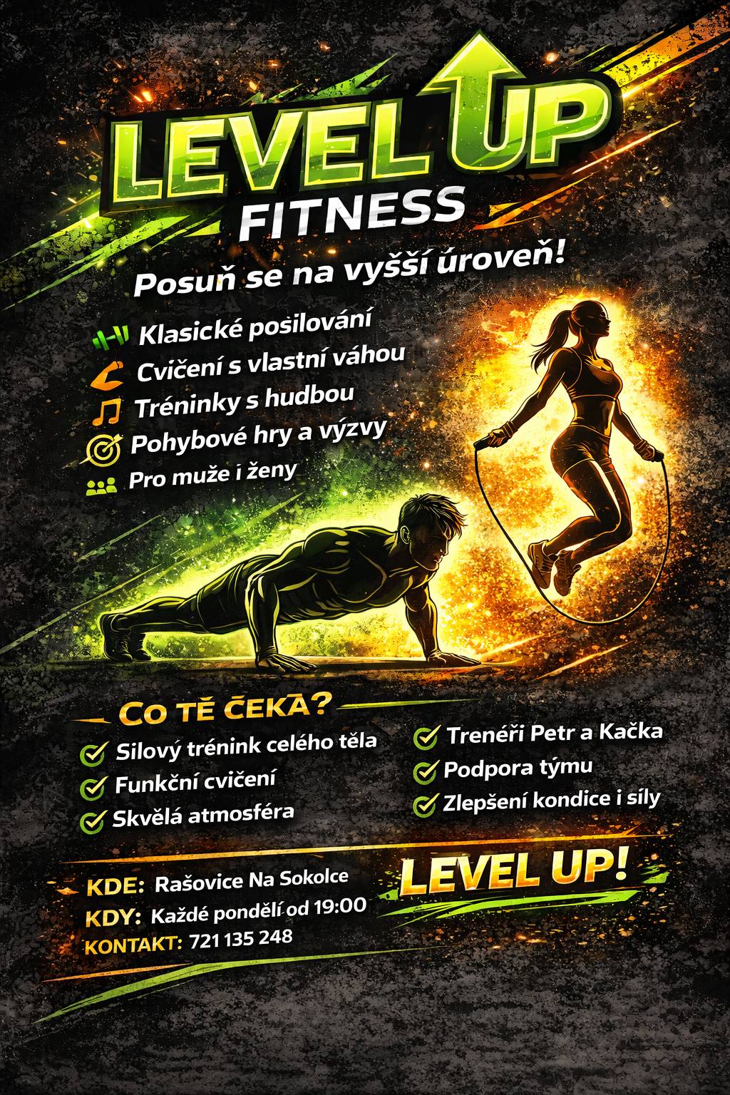 Chcete zlepšit svou kondici a udělat něco pro své tělo? 💪 Začněte týden jinak, pojďte cvičit! 🏋️