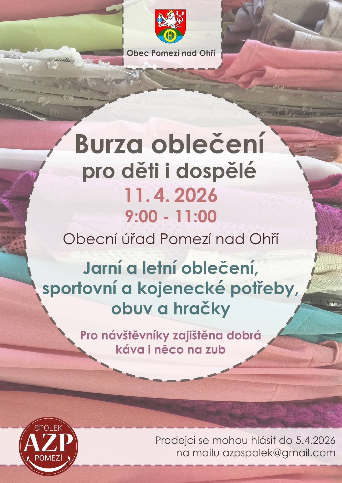 Na jarní setkání u burzy oblečení zve Spolek AZP Pomezí