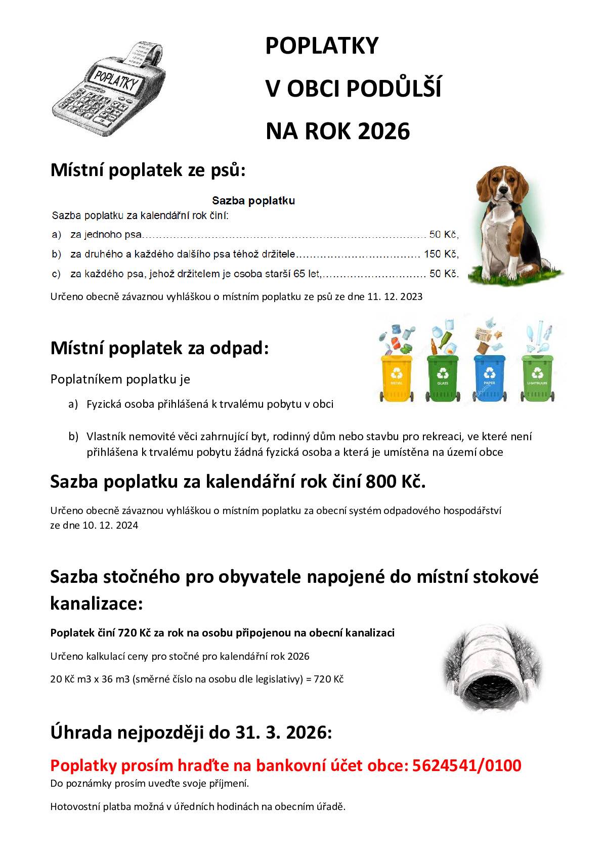 Prosíme o úhradu poplatků do konce března viz příloha