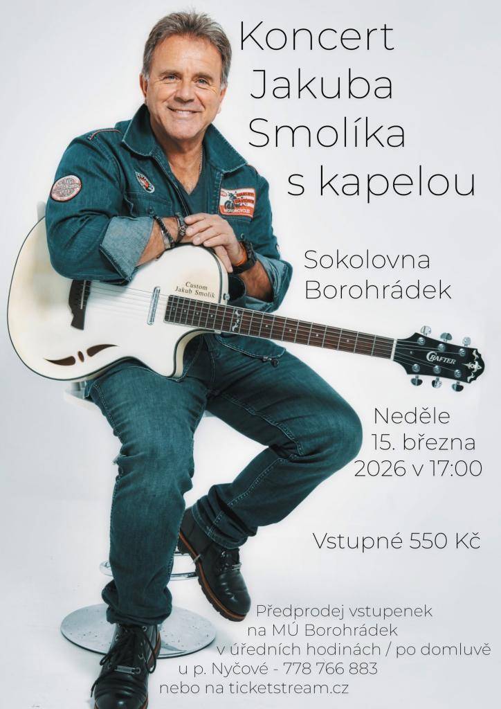 Koncert Jakuba Smolíka s kapelou v sokolovně v Borohrádku dne 15.3.2026