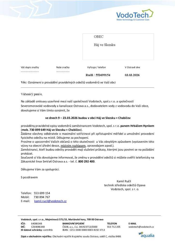 viz přiložené informace