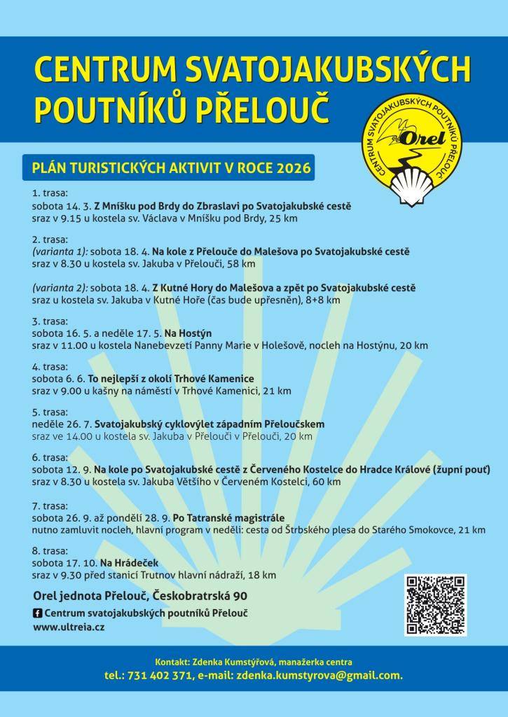 V sobotu 14. března se začíná putováním po všerubské trase z Mníšku pod Brdy do Prahy-Zbraslavi. Jede se vlakem v 5.55 z Přelouče, sraz je v 9.15 u kostela sv. Václava v Mníšku pod Brdy a trasa má délku 25 kilometrů. Zúčastnit se může kdokoliv.