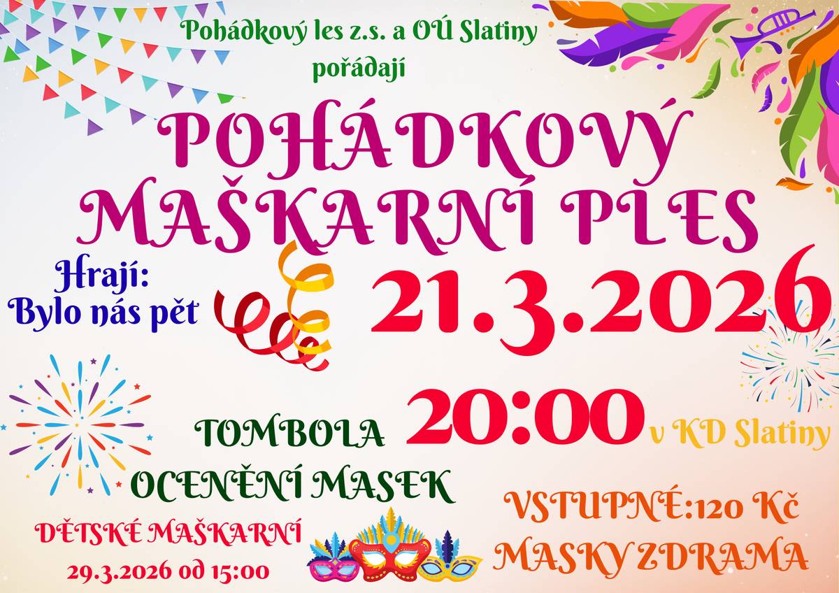 Tradiční maškarní ples ve Slatinách