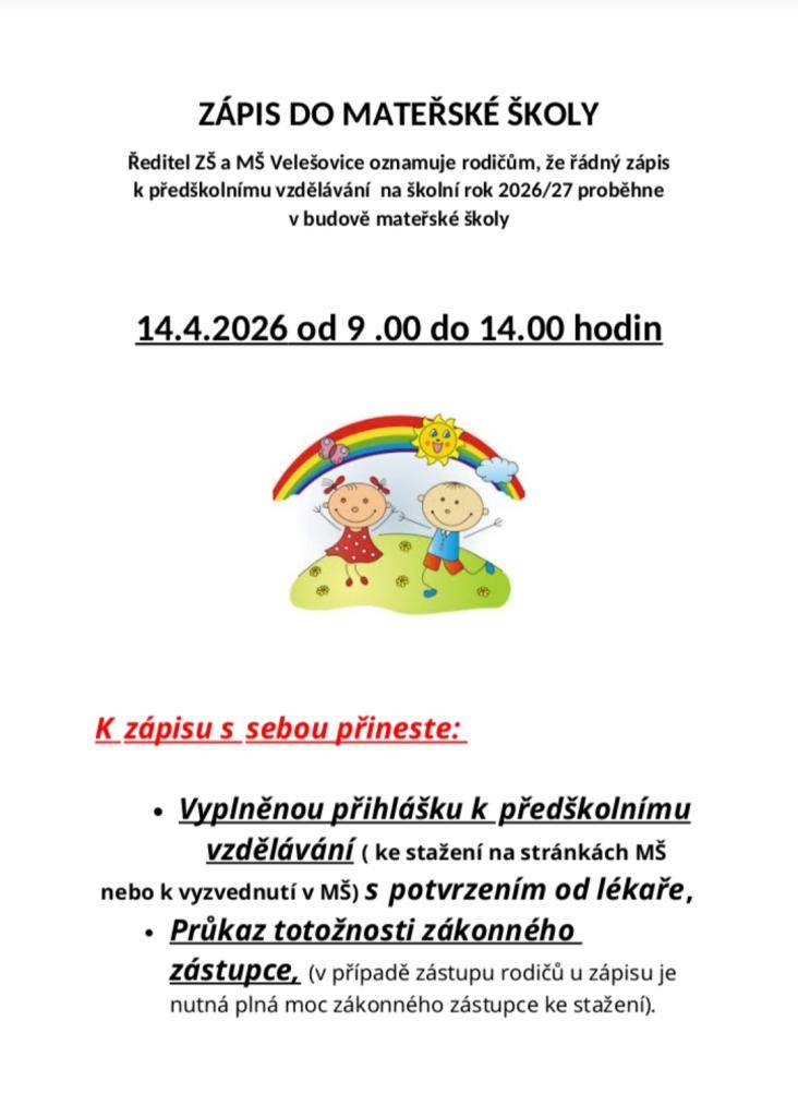 zápis na šk.rok 2026-27