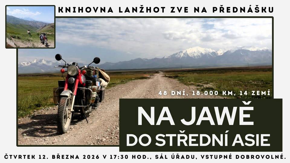 Tohle bude jízda! A ne ledajaká.  Kdo z nás by se sám vydal na motorce do Asie?  Přijďte si poslechnout vyprávění o tom, co všechno může taková cesta přinést. Jaké výzvy čekají na cestě, s jakými překážkami je třeba se poprat a jaká krásná překvapení čekají za zatáčkou.