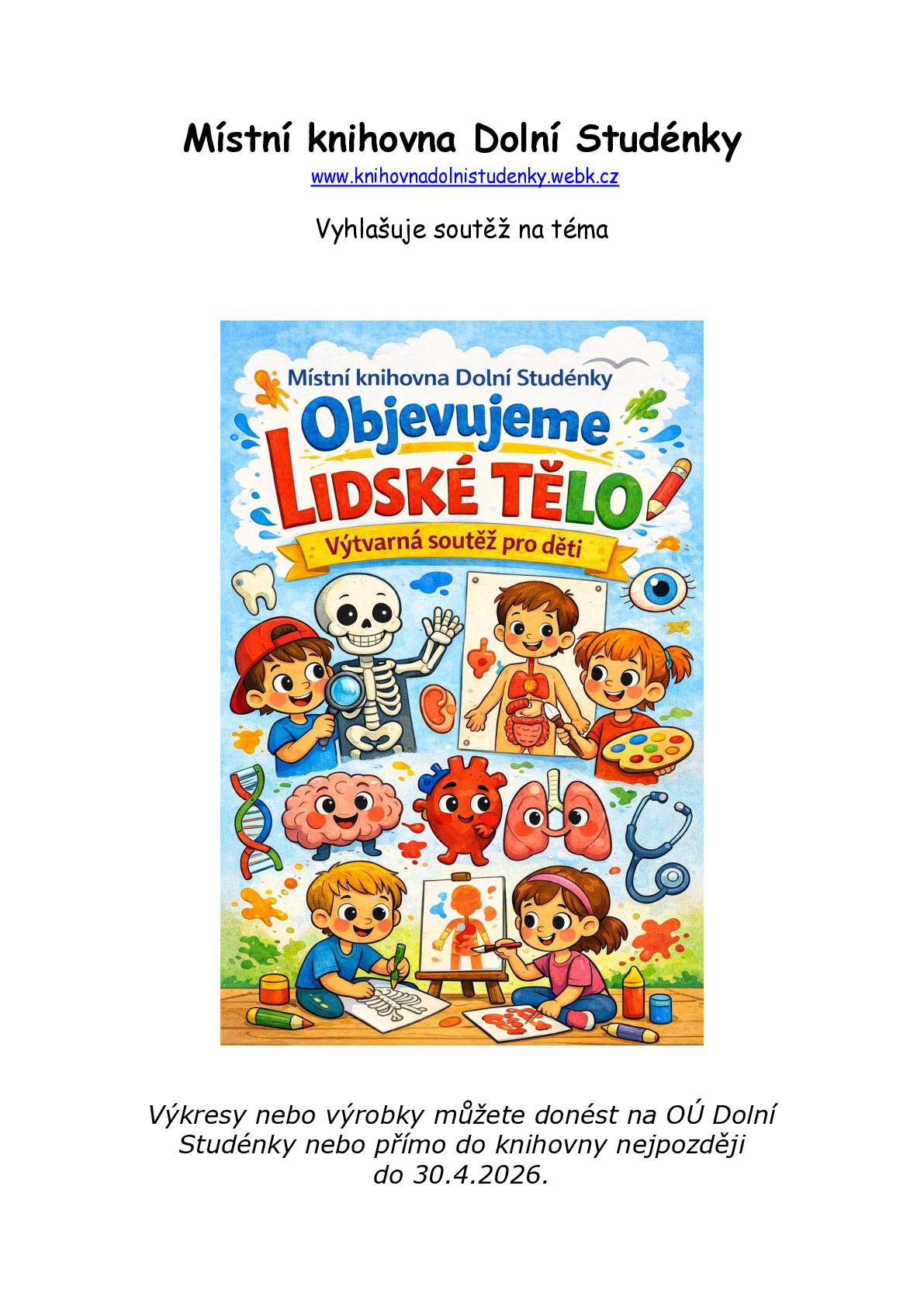 Vyhlášení soutěže na téma Objevujeme lidské tělo.