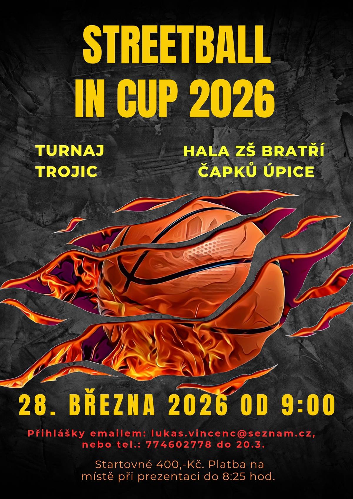 28. 3. 2026 od 9 hodin v hale ZŠ Bří. Čapků.